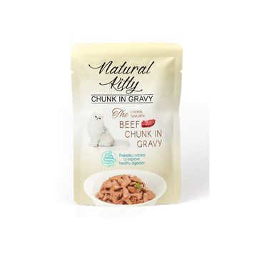 Natural Kitty Chunk in Gravy вологий корм для кішок з куркою, тунцем та яловичою печінкою у соусі, 85 г A1483-3 фото