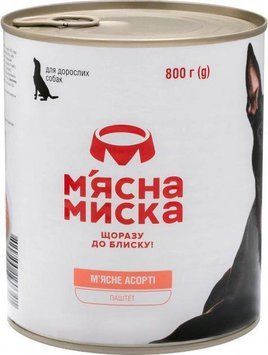 Мясной паштет для взрослых собак Мясная миска (мясное ассорти), 800 г A68 фото