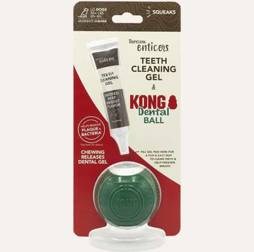 Набор для ухода за ротовой полостью TropiClean Enticers Kong S (шарик+гель) со вкусом копченой говяжьей грудки A939 фото