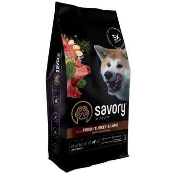 Сухий корм Savory Fresh Turkey & Lamb Adult Large Breeds зі свіжої індички і ягняти для дорослих собак великих порід, 12 кг A1624 фото