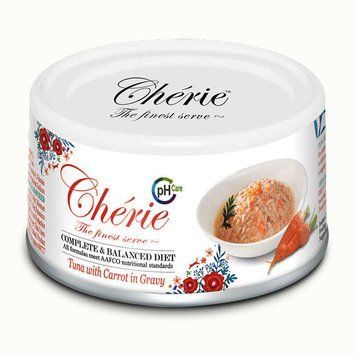 Cherie Complete & Balanced вологий корм для котів з тунцем і морквою в соусі, для підтримки сечовивідних шляхів, 80 г A1478 фото