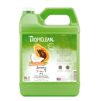 Шампунь-кондиционер Tropiclean Papaya & Coconut 2 в 1 для собак и кошек 3,8 л, концентрат 16:1 A977 фото