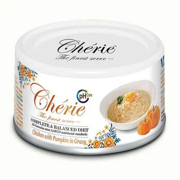 Cherie Complete & Balanced вологий корм для котів з куркою та гарбузом у соусі, для підтримки сечовивідних шляхів, 80 г A1478-1 фото