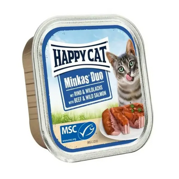 Happy Cat Minkas Duo вологий корм для кішок з яловичиною та лососем, 100 г A1491-3 фото