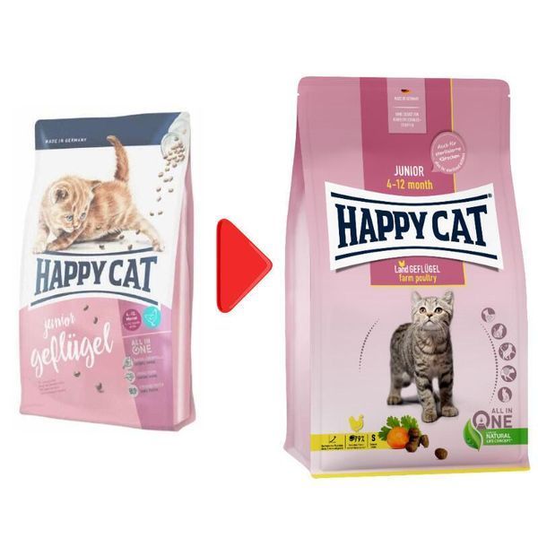 Happy Cat (Хеппи Кэт) Young Junior Land-Geflugel - Сухой корм с птичьим мясом для котят до 12 месяцев, 4 кг K94 фото