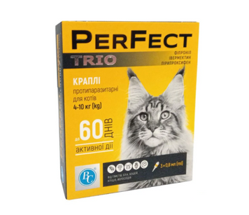 Perfect TRIO протипаразитарні краплі для котів вагою 4-10 кг, 0,8 мл K1157 фото