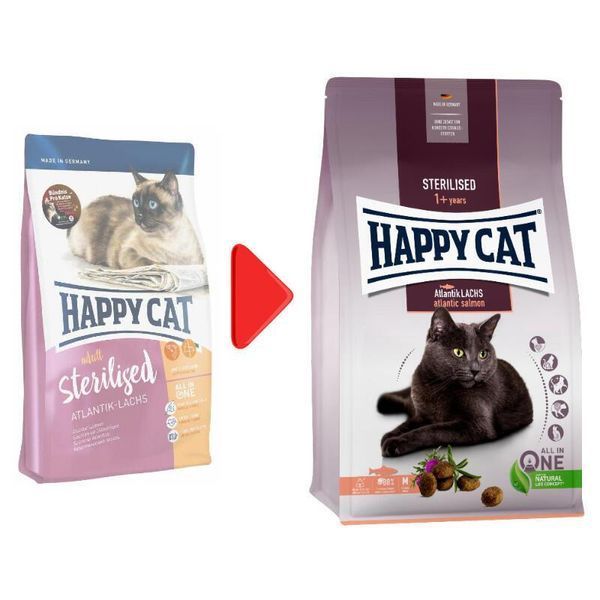Happy Cat Sterilised Atlantik Lachs - Сухой корм для взрослых стерилизованных кошек со вкусом лосося, 10 кг K105 фото
