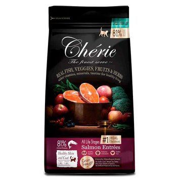 Cherie Healthy Skin and Coat Salmon Entrеes - Беззерновий сухий корм з лососем для підтримки здоров'я шкіри та шерсті котів, 400 г A764 фото