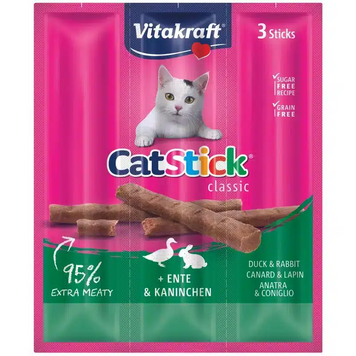 Vitakraft Meat Sticks Duck & Rabbit &mdash; м&rsquo;ясні ласощі для котів з качкою та кроликом, 3&times;6 г A1497 фото