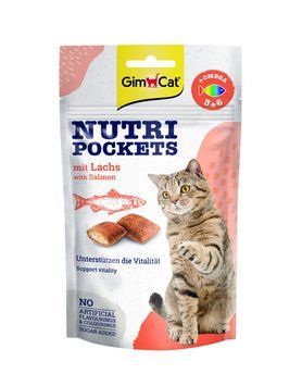 Ласощі GimCat Nutri Pockets з лососем, Омега-3 та Омега-6 для котів, 60 г A1725 фото