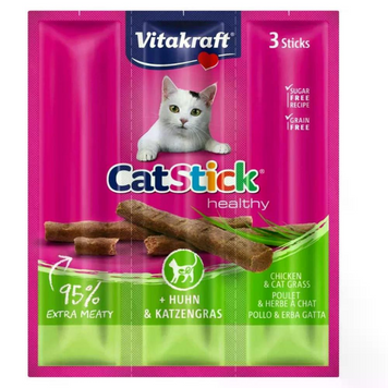 Vitakraft Meat Sticks Chicken&Cat grass &mdash; м'ясні ласощі для кішок з куркою та котячою травою, 3&times;6 г A1497-2 фото