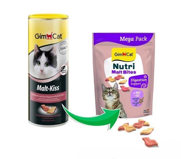 Вітаміни GimCat NUTRI Malt Bites з мальтом для виведення шерсті зі шлунка у котів, 425 г K1284 фото