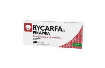 Знеболюючі таблетки для собак зі смаком м'яса Rycarfa (Рікарфа) KRKA, 50 мг (20 табл) A702 фото