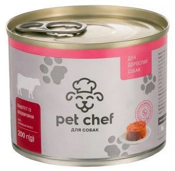 М'ясний паштет для дорослих котів Pet Chef (яловичина), 200 г A618 фото