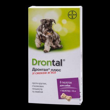 Bayer Drontal plus (Дронтал плюс) антигельминтик для собак со вкусом мяса таб №6 A565 фото