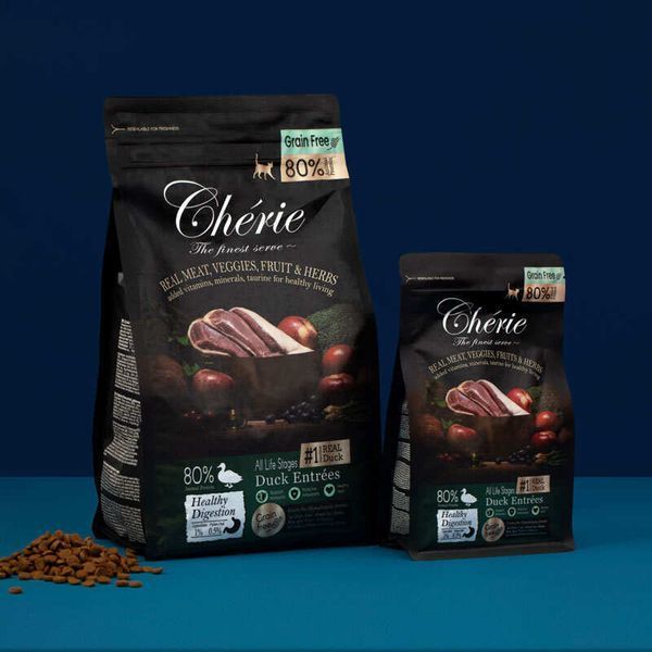 Cherie Healthy Digestion Duck Entr&eacute;es - Беззерновий сухий корм із качкою для здорового травлення кішок, 2 кг K763 фото
