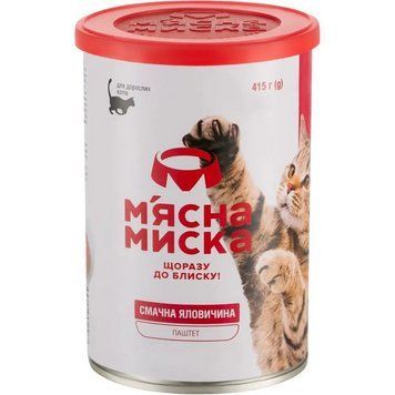 М'ясний паштет для дорослих котів М'ясна миска (яловичина), 415 г A648 фото