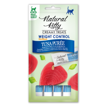 Рідкі ласощі для котів Natural Kitty Fuctional Creamy Treat Tuna Puree Weight Control/Sterilised пюре з тунця (для стерилізованих котів) A1925-5 фото